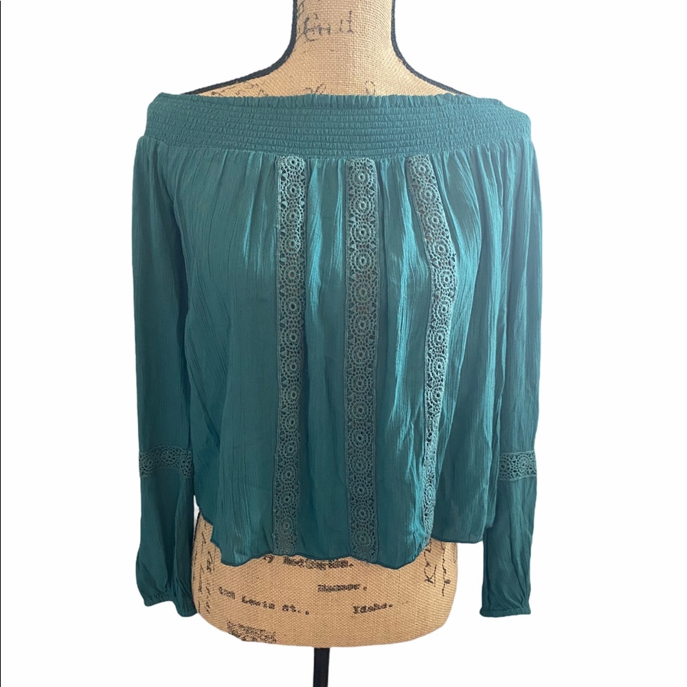 Band of Gypsies Boho blue top long sleeves XS